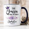 Adaira Personalized Retirement Coffee Mug, The Queen Has Retired Mug, Gifts For Men Women, Gifts For Coworkers, Gift For Women, Retirement Going Away Coffee Mug, Thank You Gift Boss view 2