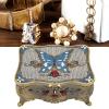 Xcello Vintage Jewelry Box with Lock Engraved Red Roses, Internal Mirror, Soft Velvet Treasure Box for Women Girls view 2