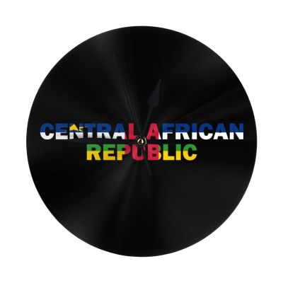Qauirfe Central African Republic Flag Central AfricanText Word Art 9.84-in Silent Non-Ticking Round Wall Clock - Modern Dcor for Home Office School
