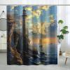 DESIHOM Nautical Lighthouse Shower Curtain Set, Ocean Coast Sunrise Seascape Shower Curtain Retro Sailboat Bathroom Decor Polyester Fabric-72" x 72" view 1