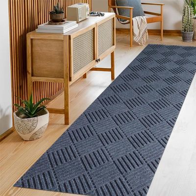 SUWUYUE Runner Rug Non Slip, 6FT x 19FT Washable Area Rug Indoor Outdoor Rubber Back Carpet Mat for Hallway Kitchen Entryway Laundry Room Foyer Balcony Living Room, Grey