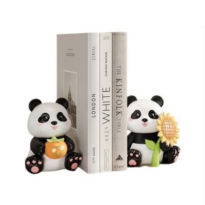 2PCS Panda Ornament Bookends, Creative panda book ends ornament, Panda Sculpture, Cute Panda Bookend, Resin Book End for Shelves, Non-Skid Bookend for Book Stopper, for Home Office Decor, Gift ( Color