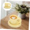 Ciieeo Ceramic Mug with Saucer Aesthetic Coffee Cup Creamy Creative Design for Hot Beverages Easy to and Tea view 4