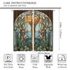 Abstract Glass Curtains, Stained Glass Arch Window Vintage Orange and Yellow Flowers Leaves Print Blackout Window Treatments for Bedroom Living Room 42x54 Inch view 2