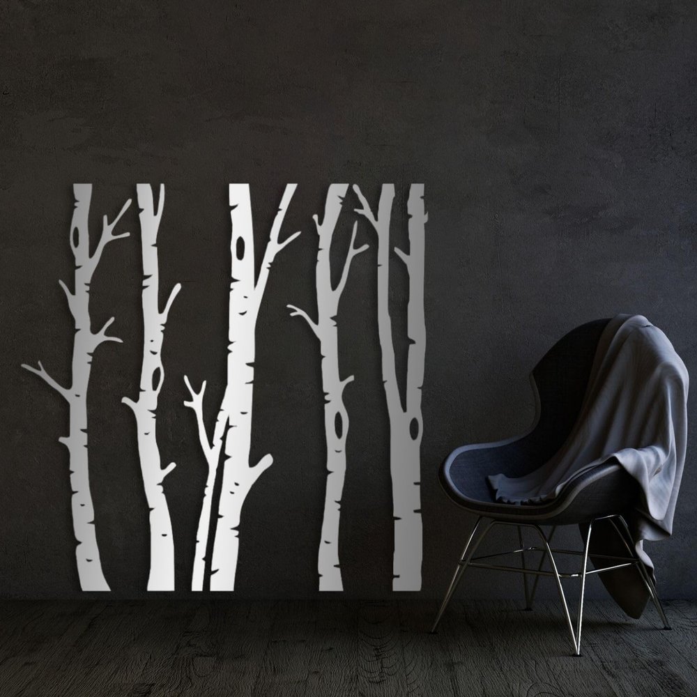 Birch Tree Metal Wall Decor, Birch Tree Wall Art, Metal Tree Wall Art, Metal Tree Wall Decor, Tree Wall Art, Plant Wall Decor, Metal Wall Art, Metal Wall Decor for Living Room Yard (53"x53" | 135x135 cm, Silver)