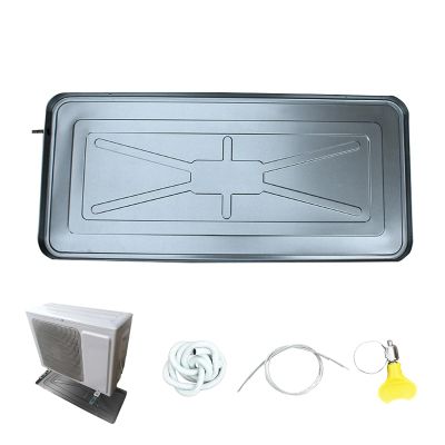 XRRJFYH Metal Drip Tray, Air Conditioner Outdoor Unit Drip Pan, Large Water Tray, Drain Pan with Drain Pipe and Installation Kit (Color : Galvanized Iron, Size : 33x15in)