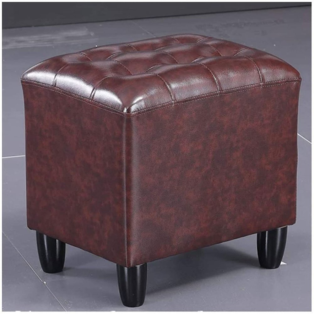 GaRcan Footstool,Foot Stool Sofa Stool Shoe Stools Step Stool Square Small Foot Rest PU Home Decor Living Room (Brown 40X32X40CM)