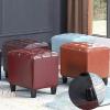 GaRcan Footstool,Foot Stool Sofa Stool Shoe Stools Step Stool Square Small Foot Rest PU Home Decor Living Room (Brown 40X32X40CM) view 4