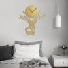 SIGNLEADER Metal Wall Clock Wall Art Decor, Majestic Deer Silhouette Wall Sculpture Clock Silent Battery Operated Hangings Home Decoration for Living Room, Bedroom, Kitchen, Bathroom - 30" Gold view 3