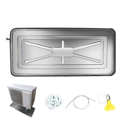 XRRJFYH Metal Drip Tray, Air Conditioner Outdoor Unit Drip Pan, Large Water Tray, Drain Pan with Drain Pipe and Installation Kit (Color : Stainless Steel, Size : 39x19in)