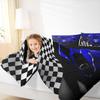 Erosebridal Blue Race Car Comforter Set for Youth Boys,Glitter Ombre Line Art Bedding Set Neon Light Sports Car Dashboard Quilt Twin,Black and White Grid Lattice Buffalo Plaid Decor view 4