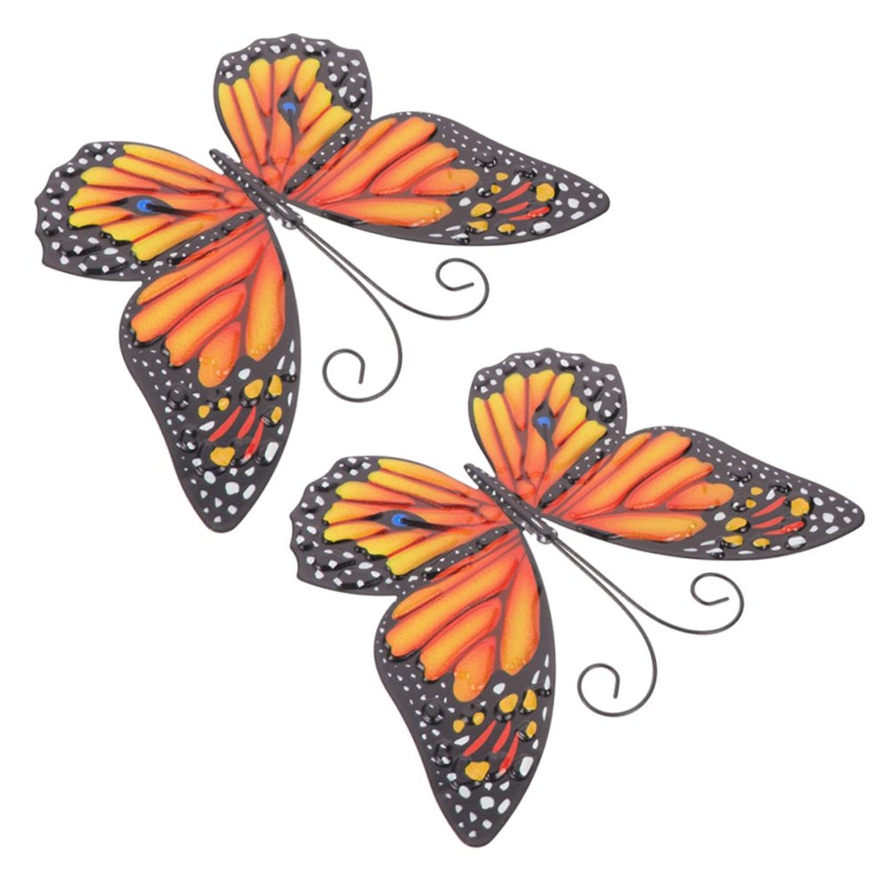 Ciieeo 2pcs Butterfly Wall Hanging Outdoor Wall Art Butterfly Metal Wall Art Iron Wall Hanging Craft Ornament Outdoor Decor Home Decor Butterflies Hanging Decor 3d Statue Wrought Iron