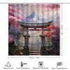 HOMCURSH Brebasf Aesthetics Japanese Cherry Blossom 4 Pcs Waterproof Shower Curtains Set,Watercolor Ancient Japan Snow Mountain Torii Shower Curtains Shower Rugs Mat Toilet Cover-72 W X 72" L view 2