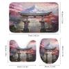 HOMCURSH Brebasf Aesthetics Japanese Cherry Blossom 4 Pcs Waterproof Shower Curtains Set,Watercolor Ancient Japan Snow Mountain Torii Shower Curtains Shower Rugs Mat Toilet Cover-72 W X 72" L view 3