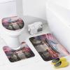 HOMCURSH Brebasf Aesthetics Japanese Cherry Blossom 4 Pcs Waterproof Shower Curtains Set,Watercolor Ancient Japan Snow Mountain Torii Shower Curtains Shower Rugs Mat Toilet Cover-72 W X 72" L view 4
