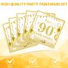 41PCS Golden Birthday Party Decorations 90th Party Tableware Set 1936 90th Theme Birthday Party Table Decoration Supplies Cheers to 90 Years Paper Plate Napkin Tablecloth for Party Anniversary view 4