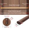 Closet Rod for Hanging Clothes, Cloakroom Walnut Color Wooden Closet Rod with End Sockets & Screws, Wall Mount Clothes Hanging Bar for Wardrobe/Laundry Room/Bedroom, 15.7-59.1 inch Long ( Size : Rod L view 3