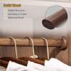 Closet Rod for Hanging Clothes, Cloakroom Walnut Color Wooden Closet Rod with End Sockets & Screws, Wall Mount Clothes Hanging Bar for Wardrobe/Laundry Room/Bedroom, 15.7-59.1 inch Long ( Size : Rod L view 4