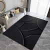 2x3 Area Rugs Creative Black Gold Small Entryway Mats, Stylish Geometry Laundry Room Rug Non Slip Rugged Throw Rugs for Front Door Bedroom Bedside view 2