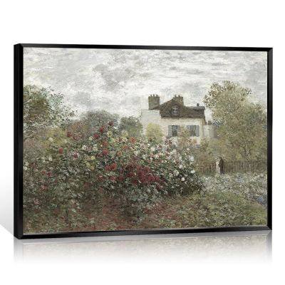 Huabsad Vintage Landscape Monet Flower Oil Painting Canvas Wall Art Antique Cottage Outdoor Garden Roses Lover Wall Decor Rustic Farmhouse Bedroom Aesthetic Prints 12x16in Metal Framed