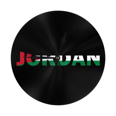 Qauirfe Jordan Flag Jordanian Text Word Art 9.84-in Silent Non-Ticking Round Wall Clock - Modern Dcor for Home Office School