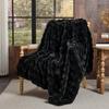 Lotus Karen Faux Fur Blanket Black - Big Bubble Rabbit Fluff King Throw for The Bed Large Fluffy Fuzzy Cozy Thick Furry Plush Shaggy Blankets 108x90 Inches view 3
