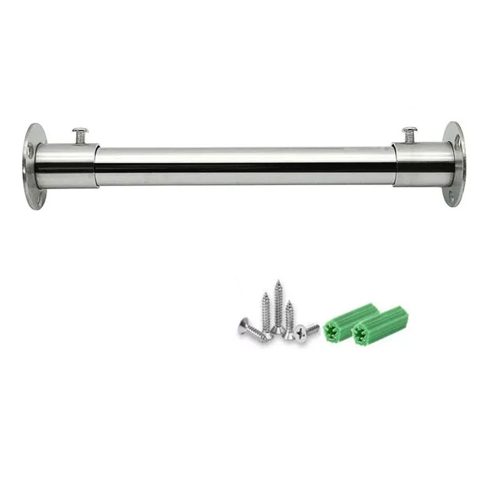 Closet Rod for Hanging Clothes, Cloakroom Round Closet Rod for Hanging Clothes, 17 21 25 29 33 37 41 45 49 53 61 inch Long Wardrobes Poles for Laundry Room/Cupboard, Rust Proof 304 Stainless Steel ( S