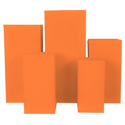 5 Pcs/Set Square Pillar Pedestal Stands Covers Spandex (COVERS ONLY) - Orange for Wedding, Party, Table Decor, Photo Backdrop, Floral Arrangement