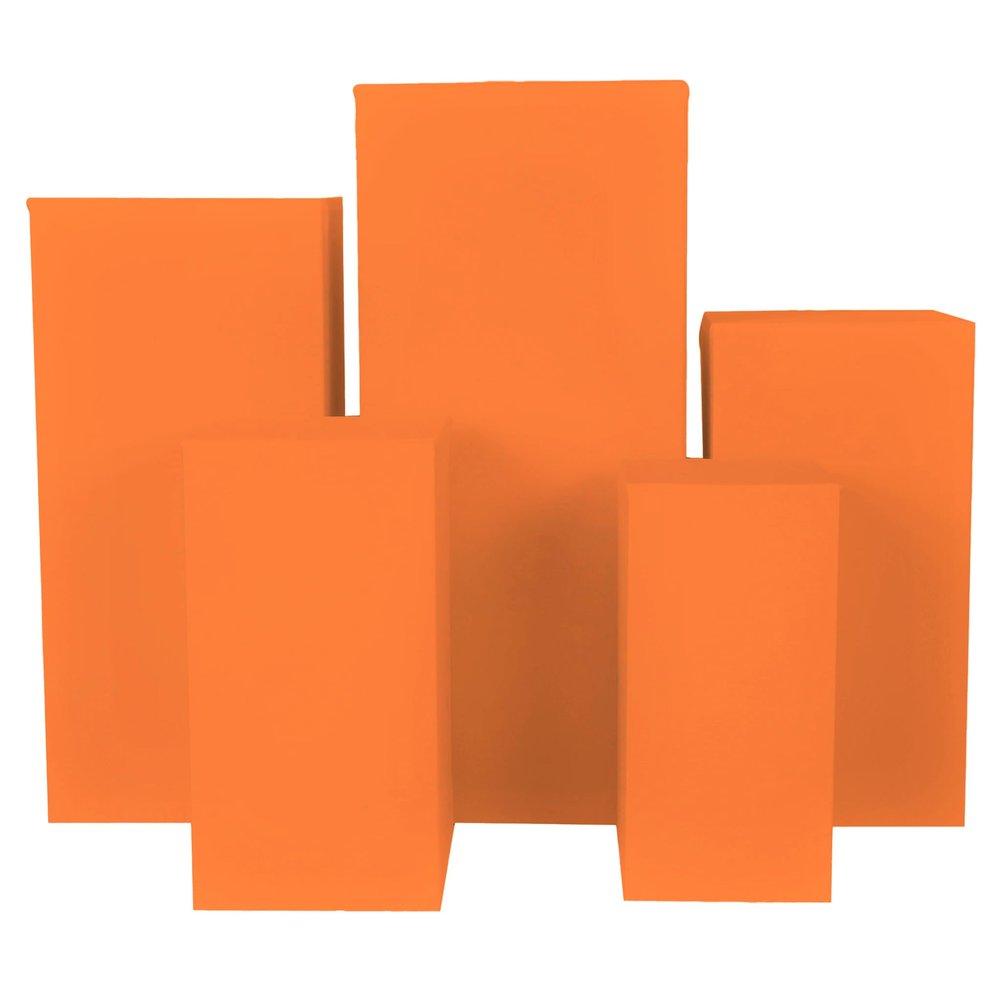 5 Pcs/Set Square Pillar Pedestal Stands Covers Spandex (COVERS ONLY) - Orange for Wedding, Party, Table Decor, Photo Backdrop, Floral Arrangement