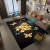 LHOMKCV Gold Rose Area Rug, 3x5ft, Modern Luxury Gold Roses Butterfly Print Rug, Romantic Valentine's Day Indoor Rugs, Washable, Non-Slip Black Floor Mat for Living Room Bedroom Valentines Home Decors view 2