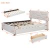 ACQCA Full Size Bed Frame with Twin Size Trundle and 2 Storage Drawers,Linen Upholstered Platform Bed Frame Full with Brick Pattern Headboard,Solid Wood Slat Support,No Box Spring Needed,Beige view 2