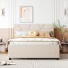 ACQCA Full Size Bed Frame with Twin Size Trundle and 2 Storage Drawers,Linen Upholstered Platform Bed Frame Full with Brick Pattern Headboard,Solid Wood Slat Support,No Box Spring Needed,Beige view 3