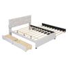 ACQCA Full Size Bed Frame with Twin Size Trundle and 2 Storage Drawers,Linen Upholstered Platform Bed Frame Full with Brick Pattern Headboard,Solid Wood Slat Support,No Box Spring Needed,Beige view 4