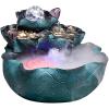 Fountain Lotus Tiering Fountain, Ceramic Tabletop Fountain with Spinning Orb Rock and LED Light, Atomization Humidifier Water Fountains Creative view 1