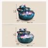 Fountain Lotus Tiering Fountain, Ceramic Tabletop Fountain with Spinning Orb Rock and LED Light, Atomization Humidifier Water Fountains Creative view 2