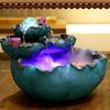 Fountain Lotus Tiering Fountain, Ceramic Tabletop Fountain with Spinning Orb Rock and LED Light, Atomization Humidifier Water Fountains Creative view 3