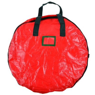 Kuuleyn Christmas Wreath Storage Bag PE Red Round Christmas Wreath Storage Container Christmas Items for Home Party Office
