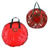 Kuuleyn Christmas Wreath Storage Bag PE Red Round Christmas Wreath Storage Container Christmas Items for Home Party Office view 3