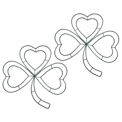 Alipis Shamrock Shaped Wire Wreath Frame, 2Pcs St. Patricks Day Decoration Metal Wire Wreath Form DIY Flower Crafts for St. Patricks Day Home Wall Door Decorations 31cm