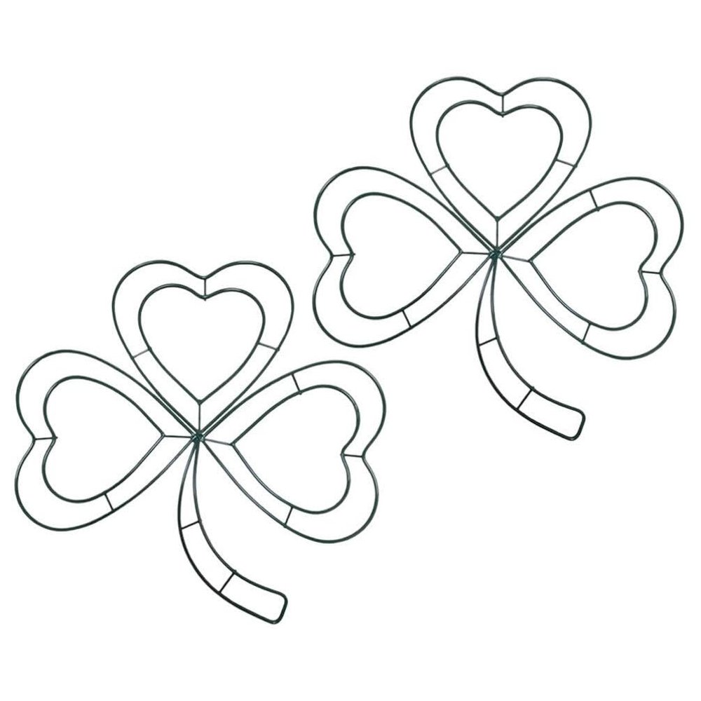 Alipis Shamrock Shaped Wire Wreath Frame, 2Pcs St. Patricks Day Decoration Metal Wire Wreath Form DIY Flower Crafts for St. Patricks Day Home Wall Door Decorations 31cm