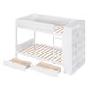 Acosure Twin Over Twin Bunk Bed with 2 Storage Drawers and Multi-Layer Cabinet,Bedroom Solid Wooden Bed Frame W/Ladder,Security Guardrail,Headboard & Footboard,for Kids Teens Boys Girls,White view 4