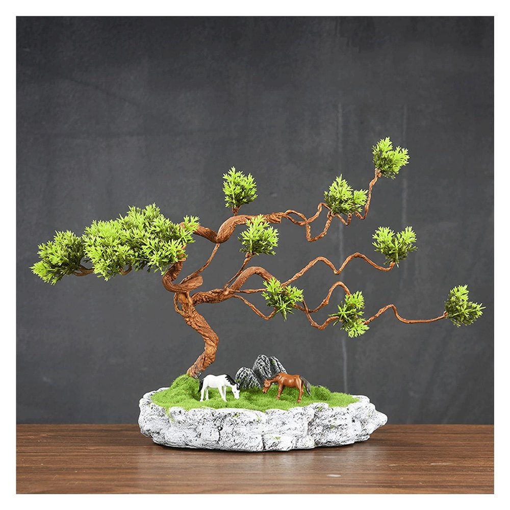 Artificial Bonsai Tree Small Artificial Bonsai Tree Fake Plant Potted Pine Bonsai Plant Faux Bonsai for Windowsill Yard Desktop Display9 Inches Artificial Plants Indoor Fake Plants Bonsai Tree