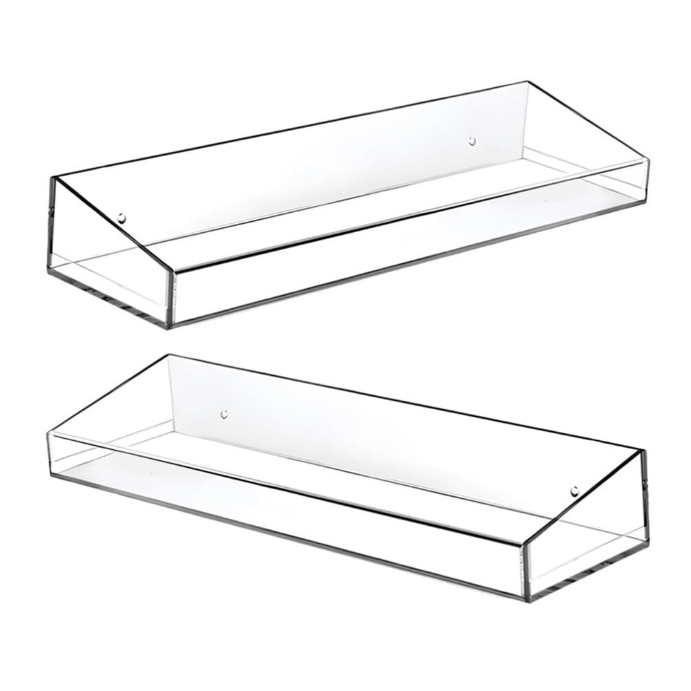 Zerodeko 1set Acrylic Floating Shelves for Bathroom and Kitchen Storage Clear Wall-mounted Organizer for Shampoo Spices and Essentials for Clutter Space