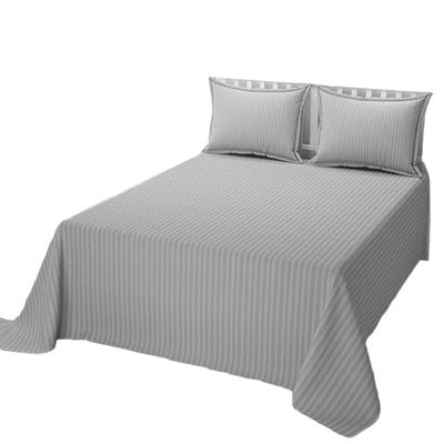 1019 TC New Egyptian Cotton 4 PC Sheet Set Stripe & US Twin, Silver_King