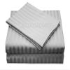 1019 TC New Egyptian Cotton 4 PC Sheet Set Stripe & US Twin, Silver_King view 2