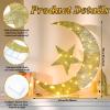 Glooglitter Pre-lit Eid Mubarak Decorations for Home Metal Eid Star Moon Crescent Light Ramadan Decorations Outdoor Lighted Night Lamp Sign with LED String for Yard Lawn Pathway view 2