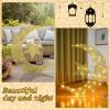 Glooglitter Pre-lit Eid Mubarak Decorations for Home Metal Eid Star Moon Crescent Light Ramadan Decorations Outdoor Lighted Night Lamp Sign with LED String for Yard Lawn Pathway view 4