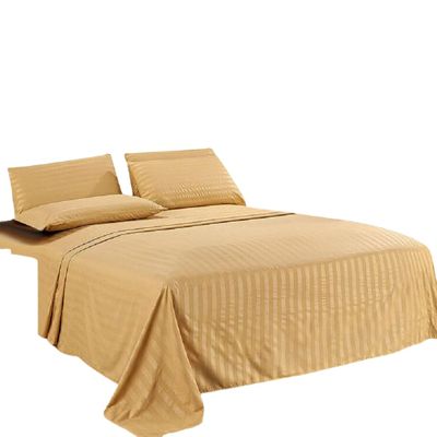 1001 TC New Egyptian Cotton 4 PC Sheet Set Stripe & US Twin, Beige_RV King