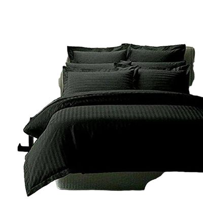 1002 TC New Egyptian Cotton 4 PC Sheet Set Stripe & US Twin, Black_Queen