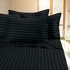 1002 TC New Egyptian Cotton 4 PC Sheet Set Stripe & US Twin, Black_Queen view 3